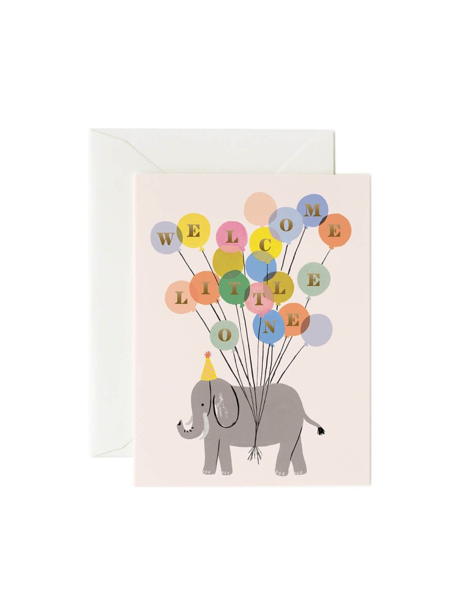 Cards Rifle Paper Co | Rifle Paper Co Elephant Welcome Little One Card