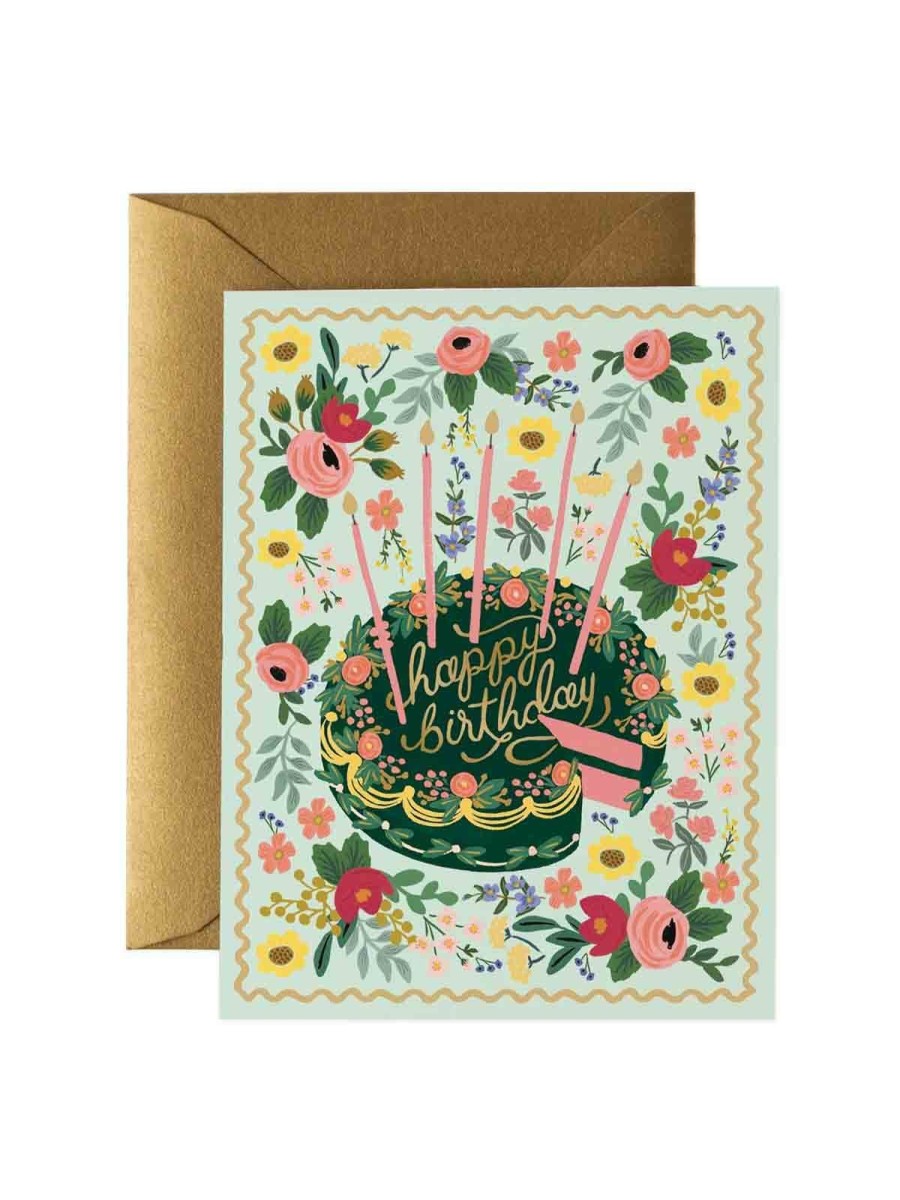 Cards Rifle Paper Co | Rifle Paper Co Floral Cake Birthday Card