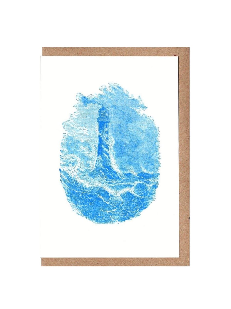 Cards Designed in the UK | Lighthouse In A Storm Letterpress Card