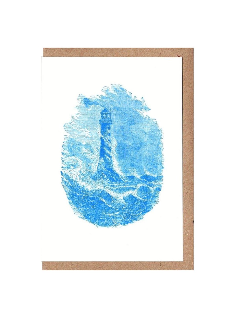 Cards Designed in the UK | Lighthouse In A Storm Letterpress Card