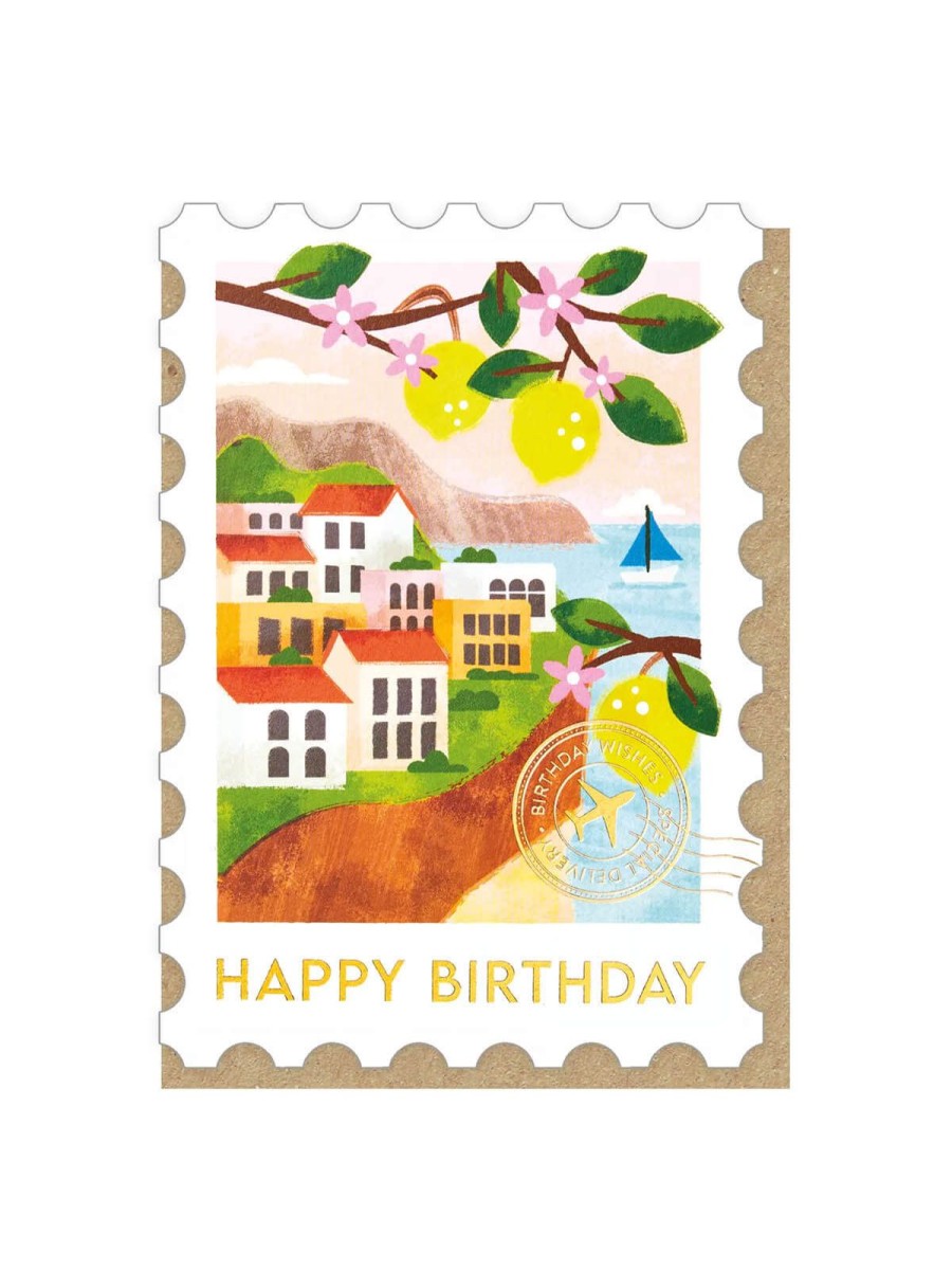 Cards Designed in the UK | Italian Riviera Stamp Birthday Card